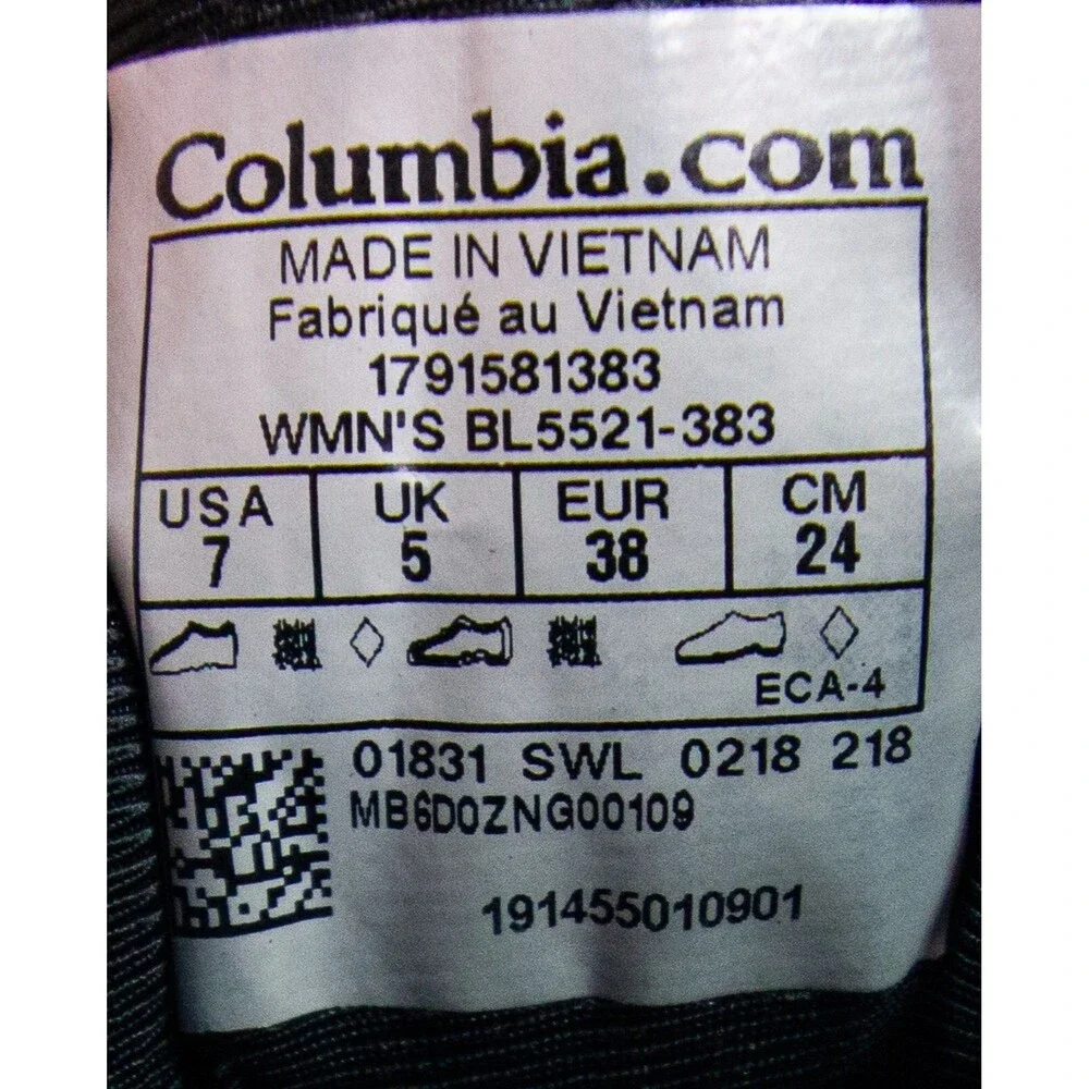 Columbia Terrebonne 2 Omni-Tech Lace Up Gray Hiking Boot Women Size 7 Gray Blue